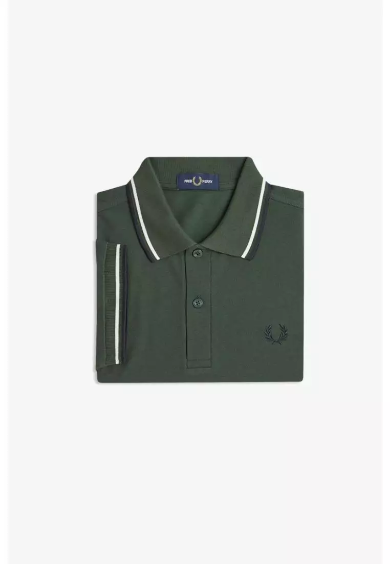 Fred Perry M3600 Twin Tipped Fred Perry Shirt (Court Green / Snow White / Navy)