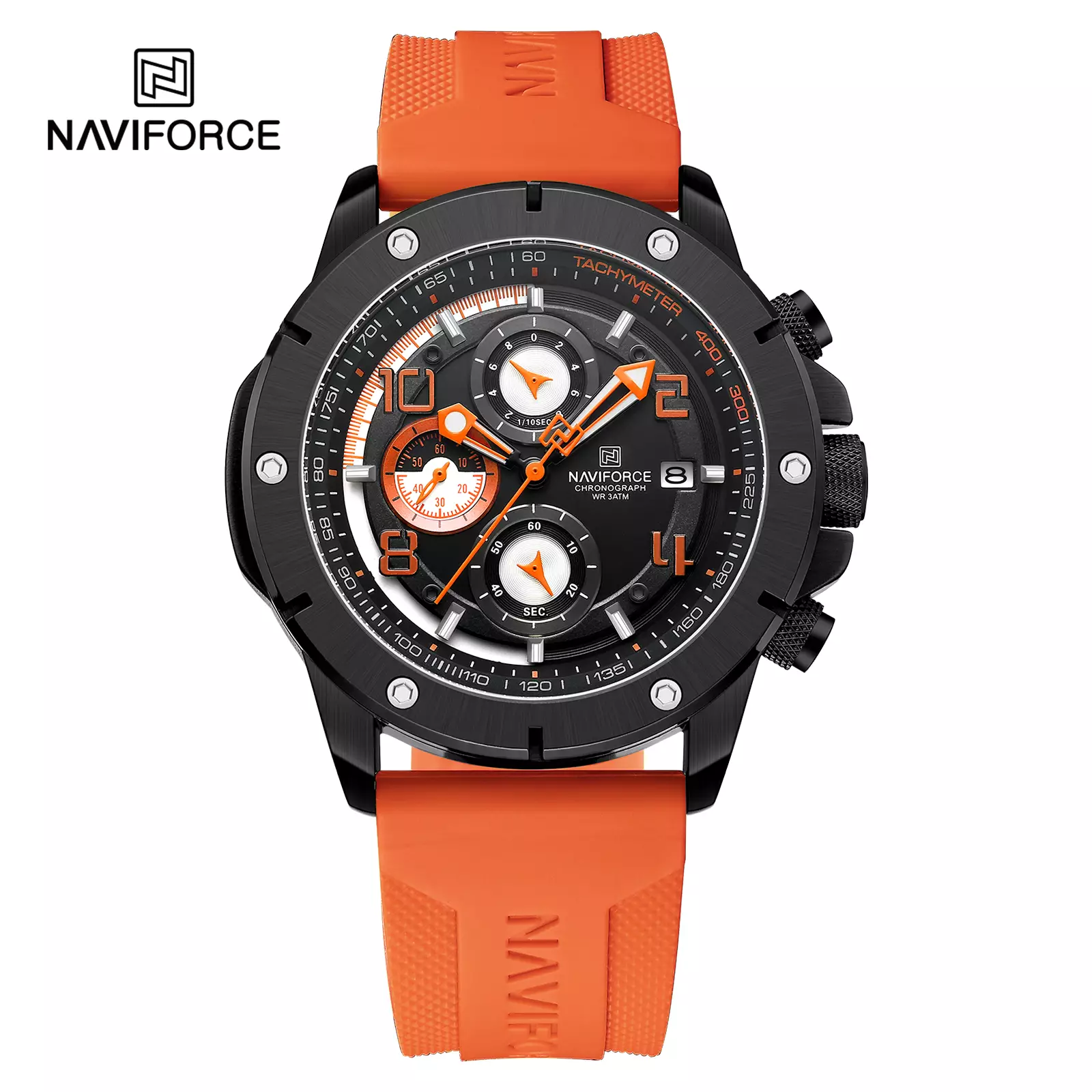 Jam Tangan Pria NAVIFORCE NF-8034 Chronograph Silicone Strap Original