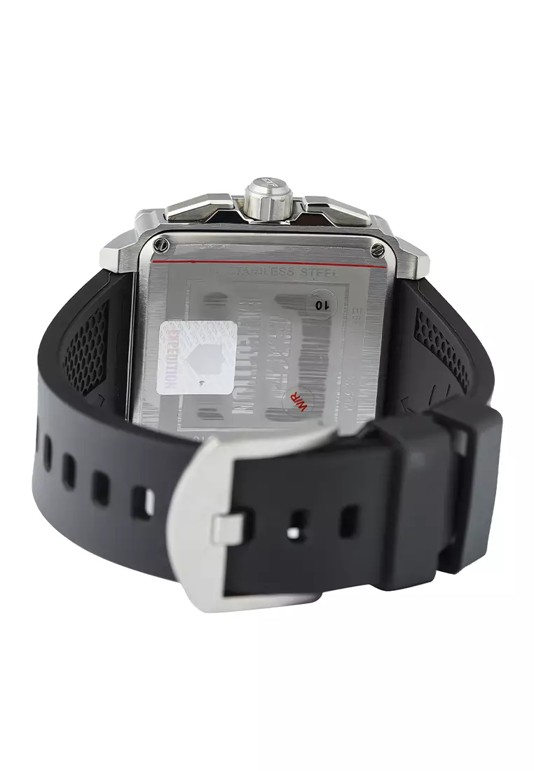 Jam Tangan Pria EXP EX 6844 MCRSSBA Silver Black - Rubber Strap