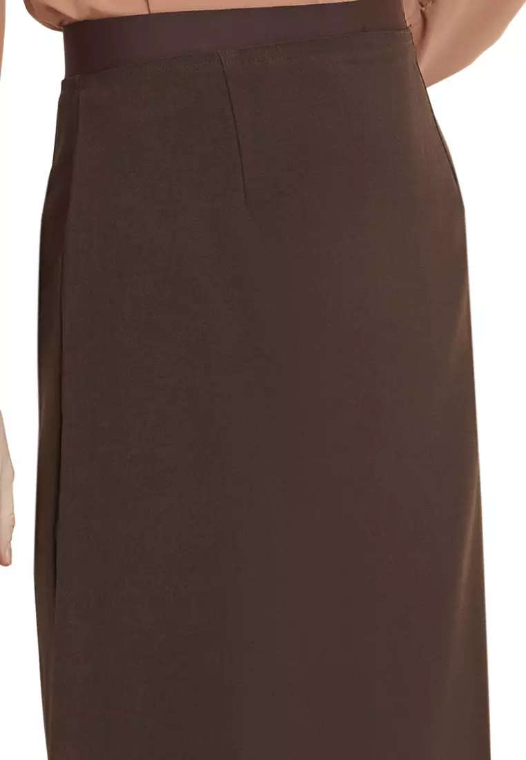 Plain Maxi Skirt Rok Polos Span Panjang Bawahan Wanita Premium Quality - Brown