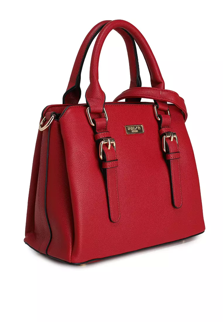 Pebbled Multi-Compartment Top Handle Bag