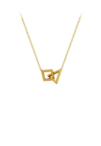 Glamorousky silver Fashion Temperament Plated Gold 316L Stainless Steel Hollow Triangle Square Pendant with Necklace 3B098AC93DD621GS_1