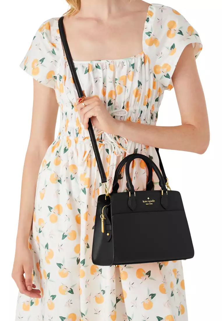 Kate Spade Madison Saffiano Leather Small Satchel Bag in Black kc437