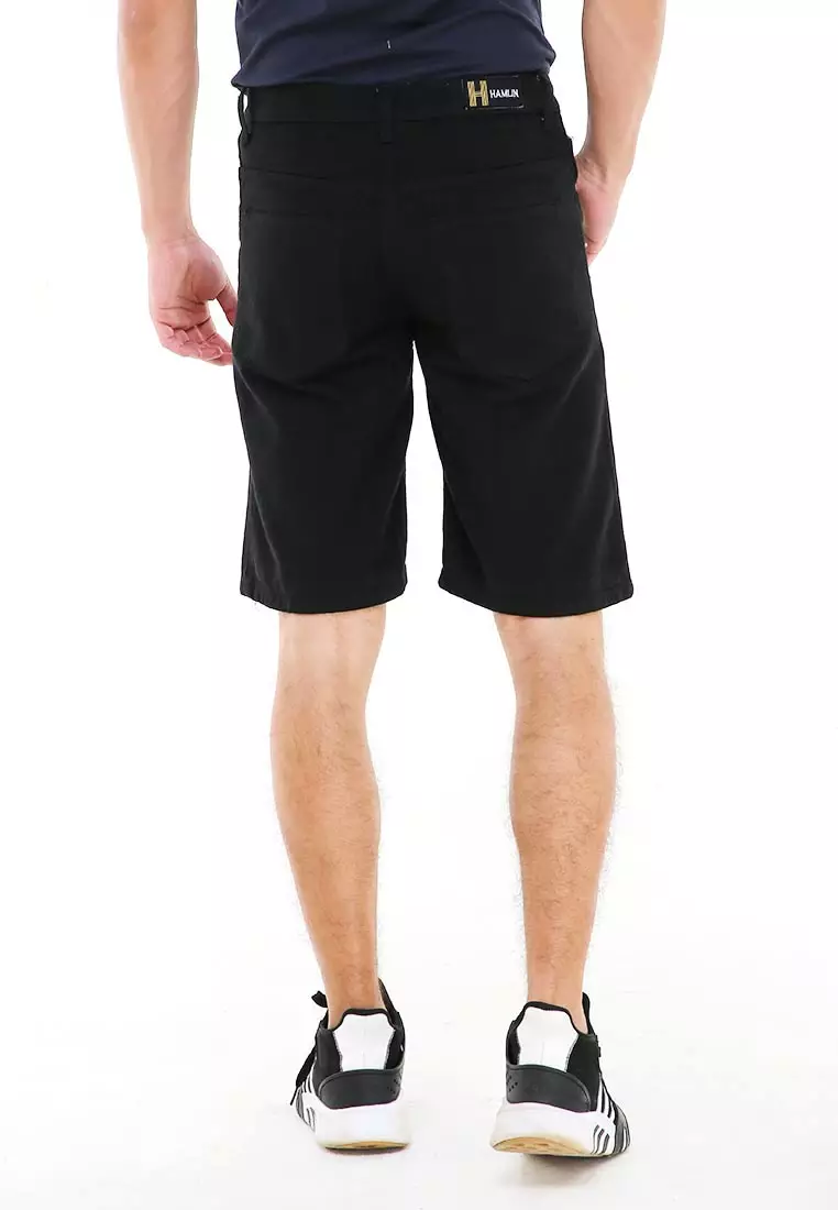 Rishham Celana Pendek Denim Pria Casual Short Pants Material Jeans ORIGINAL - Black