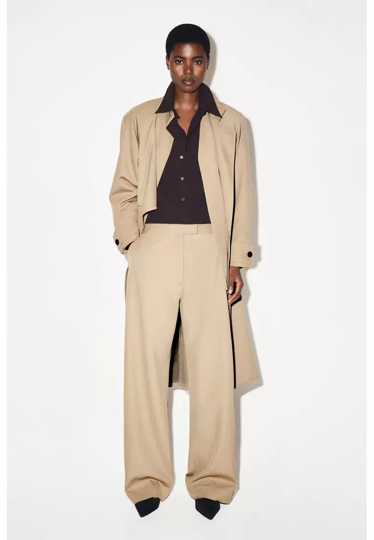 WOOL-TWILL STRAIGHT-LEG TROUSERS