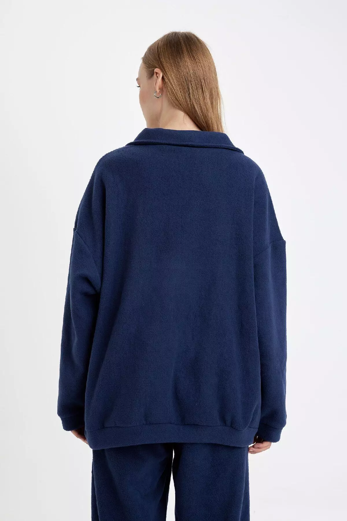 Zippered Embroidered Fleece Sweatshirt