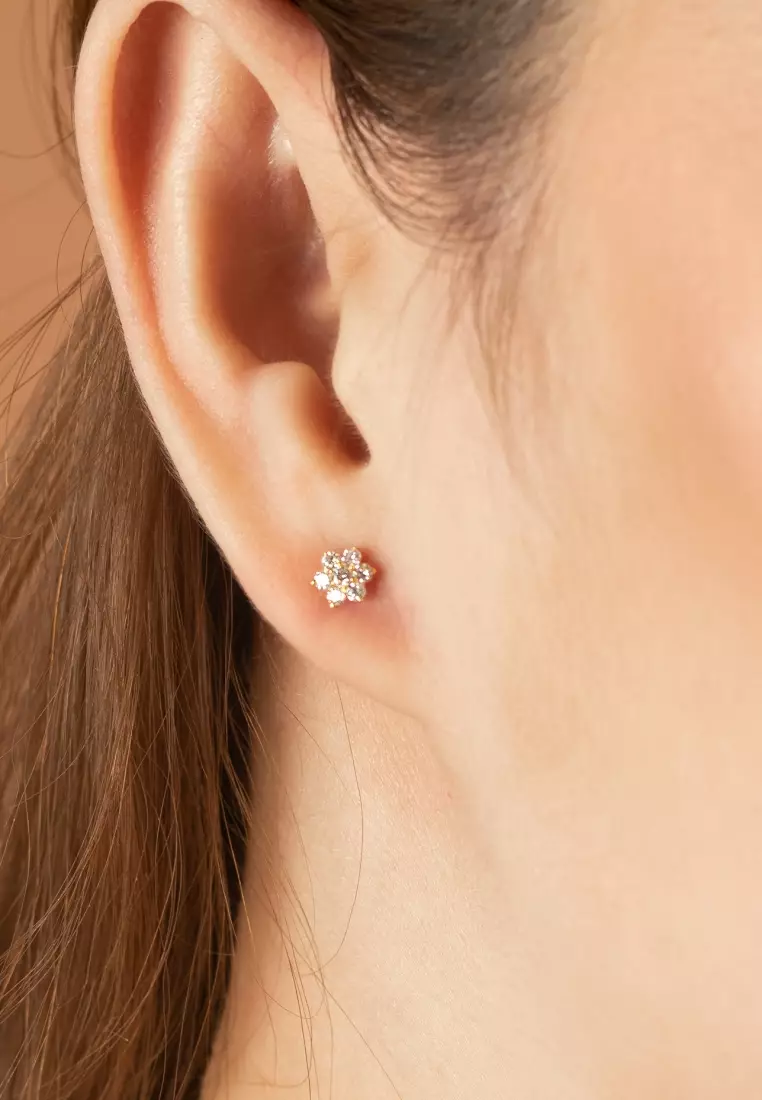 Flower Studs Earrings 14k Gold