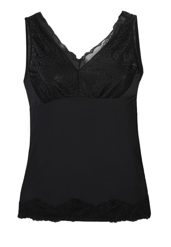 Camisole in Lace-Silk Camisol with Lace-Black