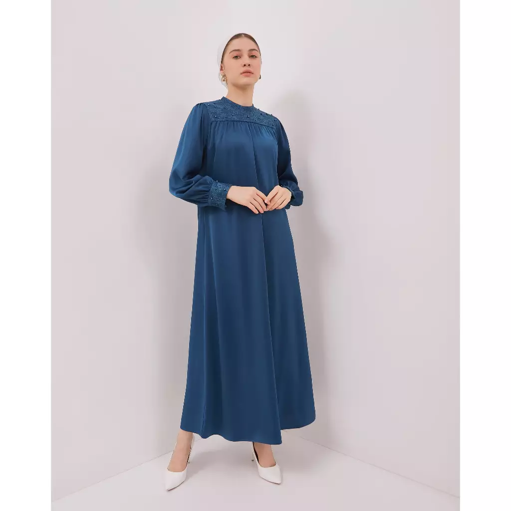 Urban Exchange Gamis Catrine Blue - Long Dress Abaya Biru Muslimah Lebaran