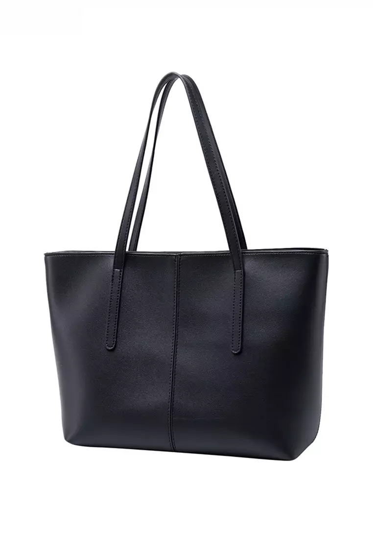 Faux Leather Large-Capacity Tote Bag