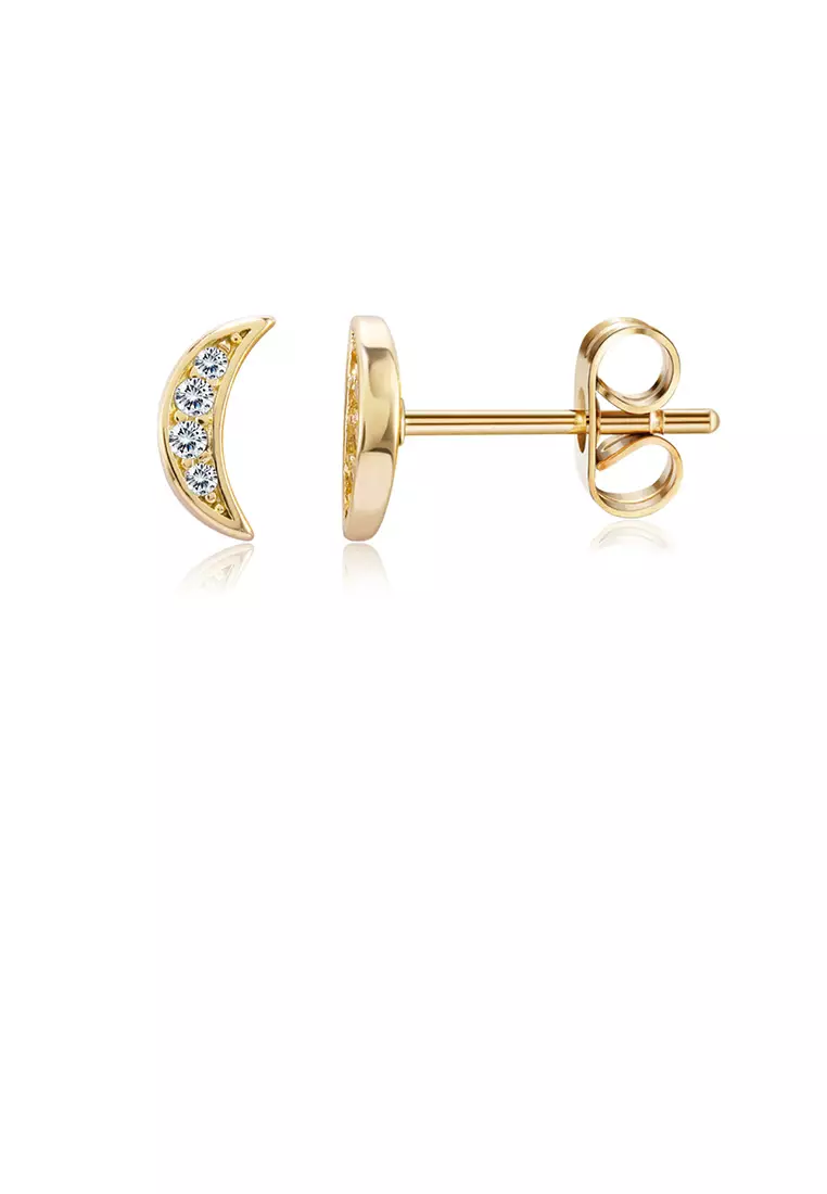 Gold moon stud earrings sale
