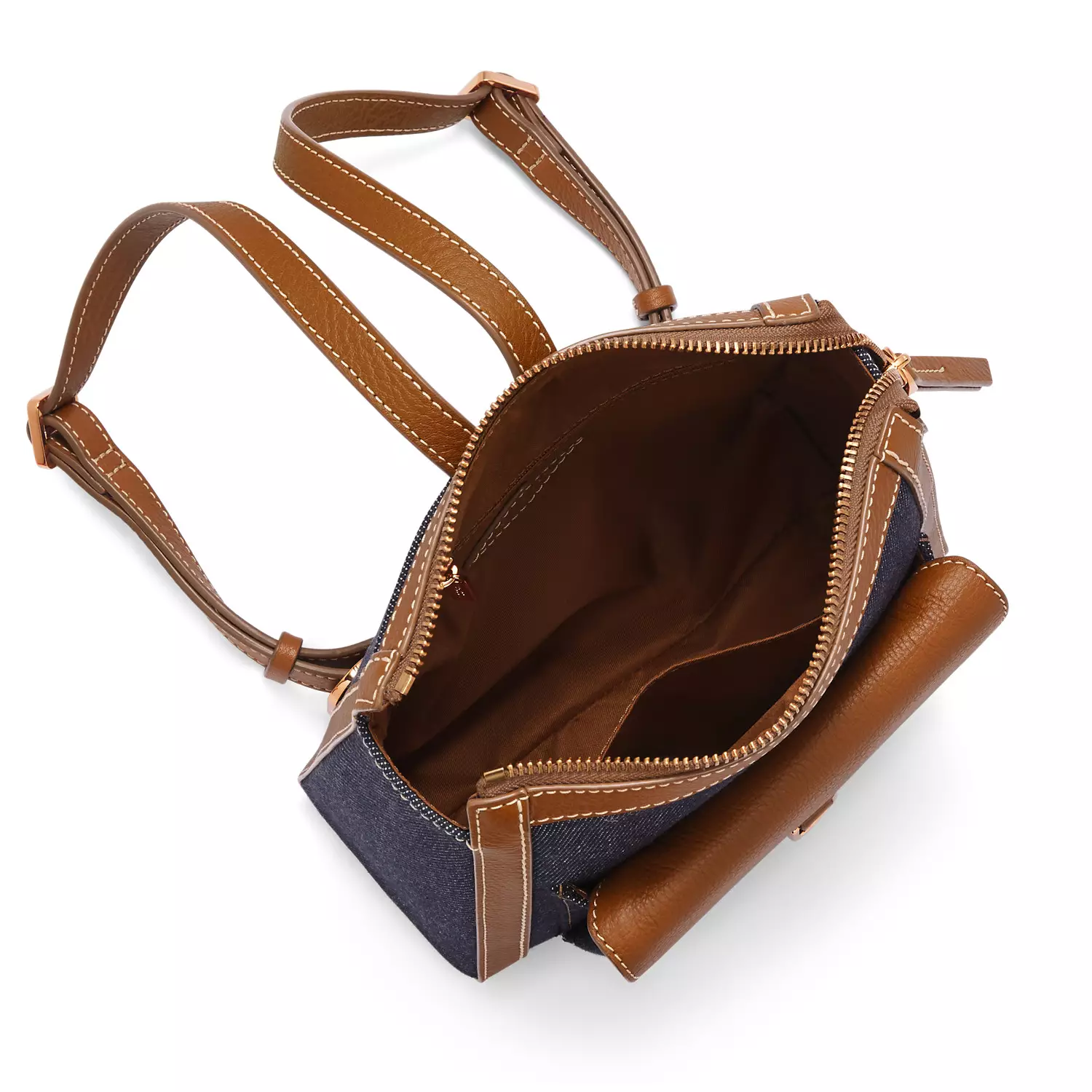 Fossil Parker Mini Backpack Saddle Denim Leather Tas Wanita - ZB1922-423