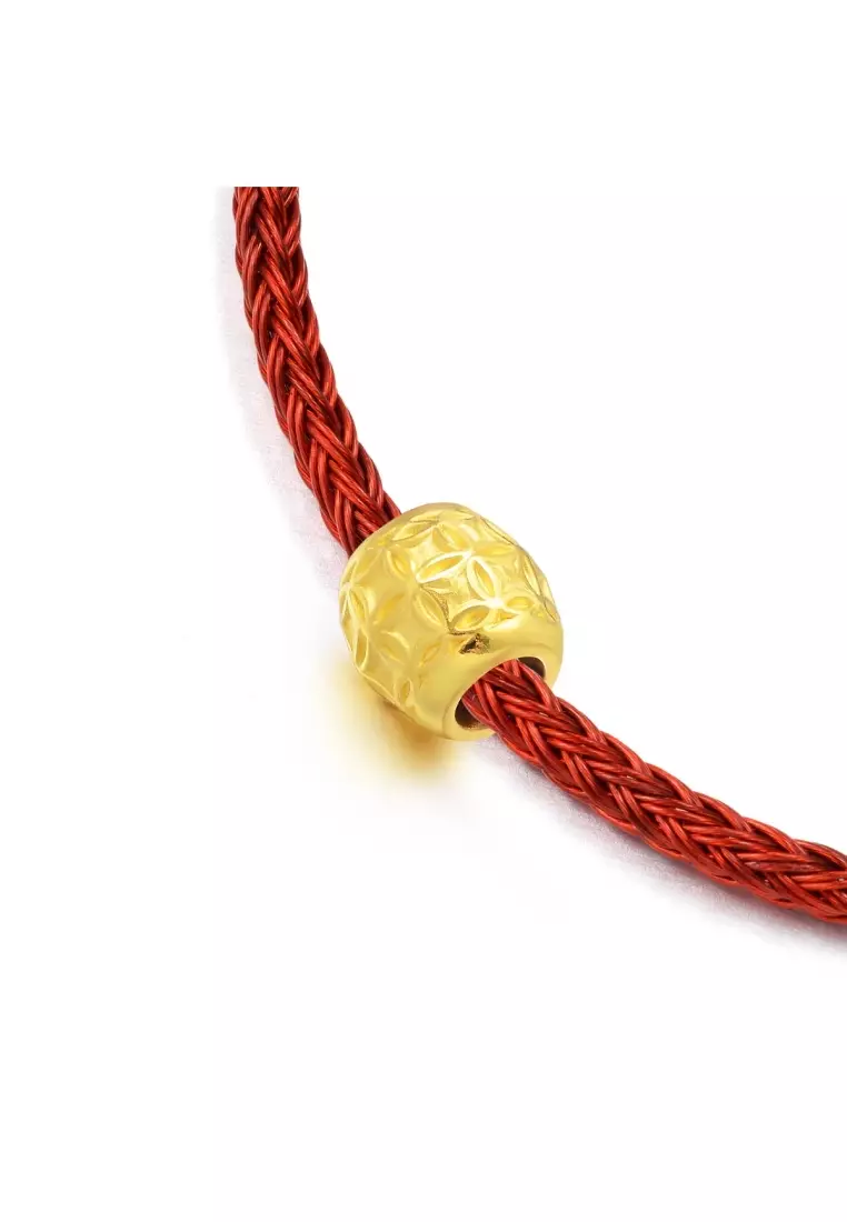 999 24K Solid Gold Lucky Fortune Coin Charm 86339C (Bracelet not included)