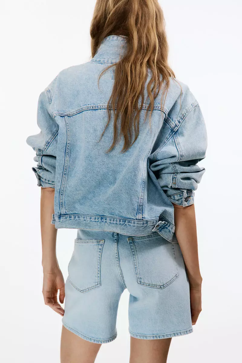 High-waisted denim shorts