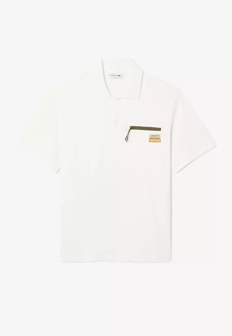 Classic Fit Zipped Pocket Interlock Polo Shirt