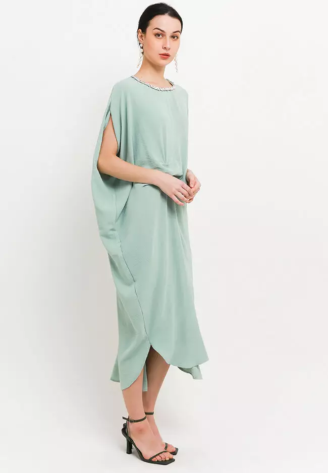 Rainbow Crystal Chain Ruched Kaftan