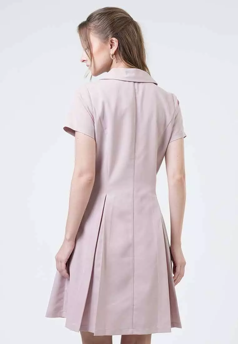 Marlowe Asymmetric Pleated Button-Front Dres