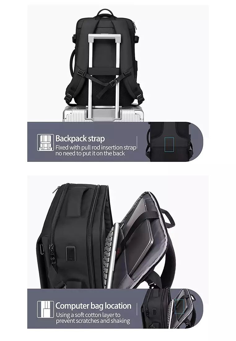 BRUNO CAVALLI Multifunctional EXPANDABLE 18" Travel Backpack with Laptop Compartment