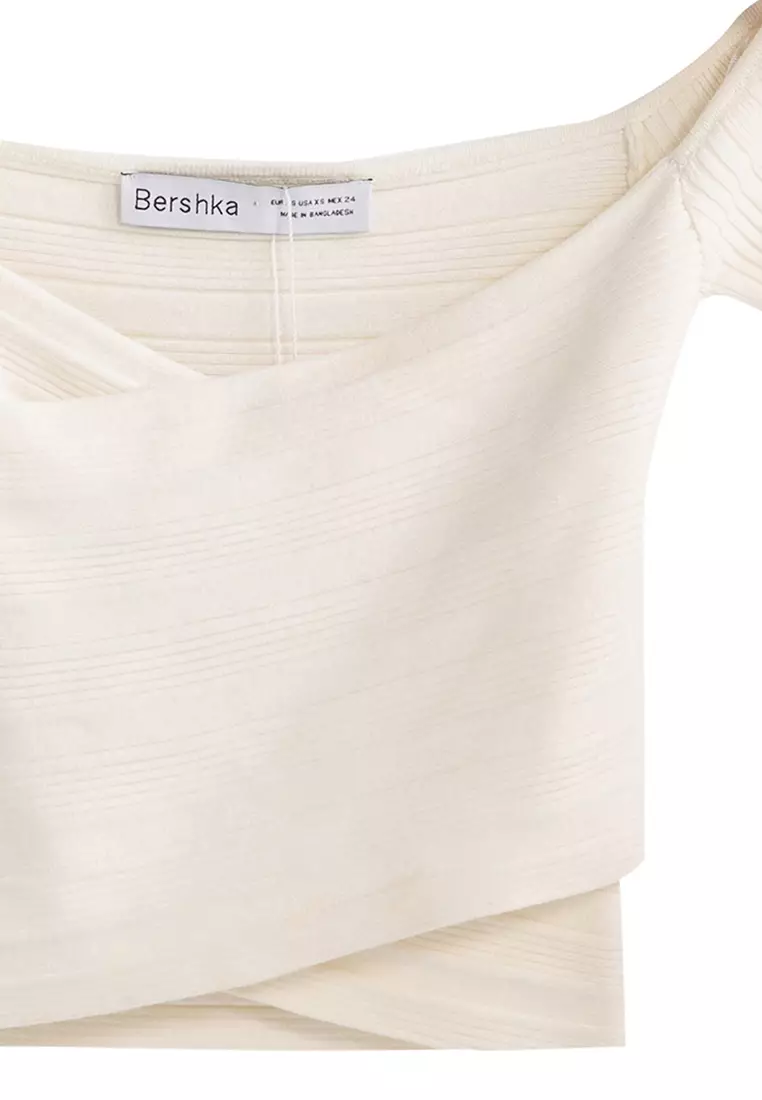 Bershka Short Sleeve Sweater with Crossover Detail 2025 Buy