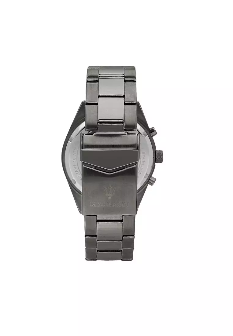 【2 Years Warranty】Maserati Competizione 43mm Dark Grey Men's Chronograph Quartz Watch R8853100019 With Luminous Dial Hands