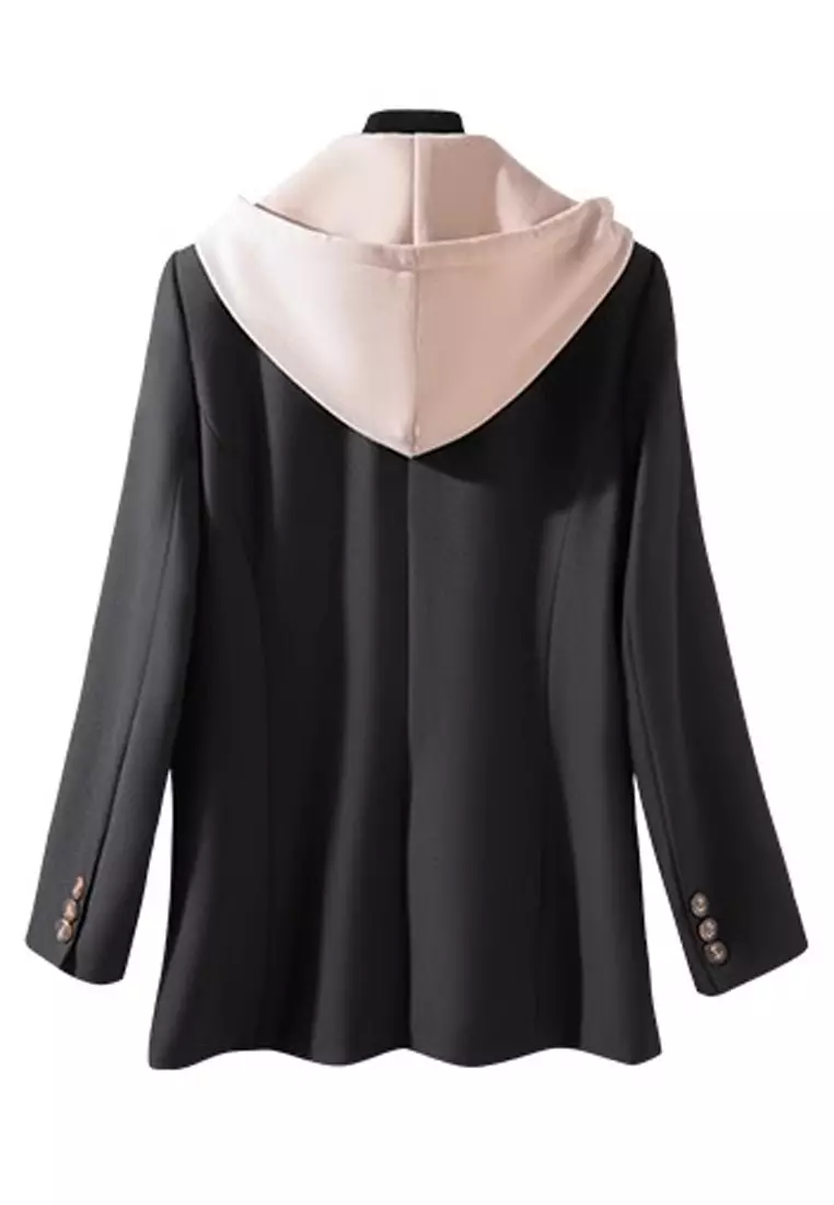 Double Breasted Blazer With Removable Hat