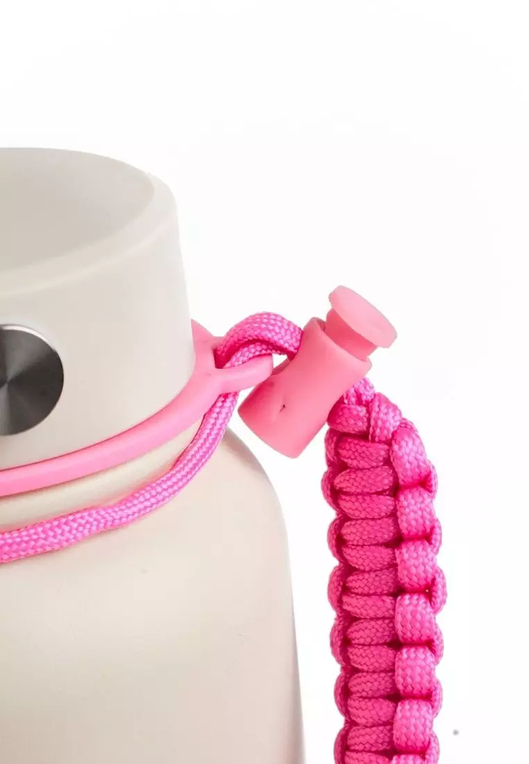 Crossing Paracord Bottle Carrier Strap with Carabiner - Hot Pink