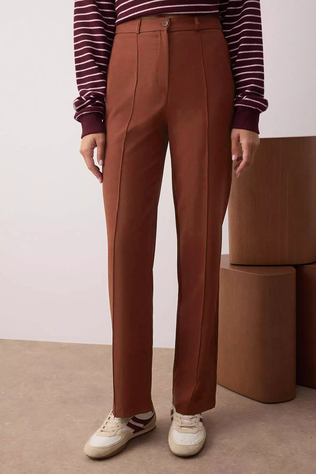 High Waist Straight Cut Trousers