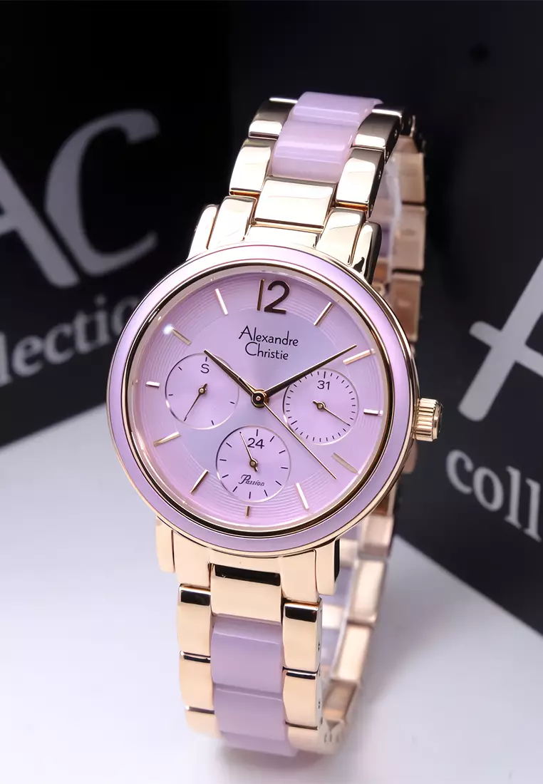 Alexandre Christie Passion - Jam Tangan Chronograph Wanita - Rosegold Pink Stainless Steel - 2B45BFBRGPN