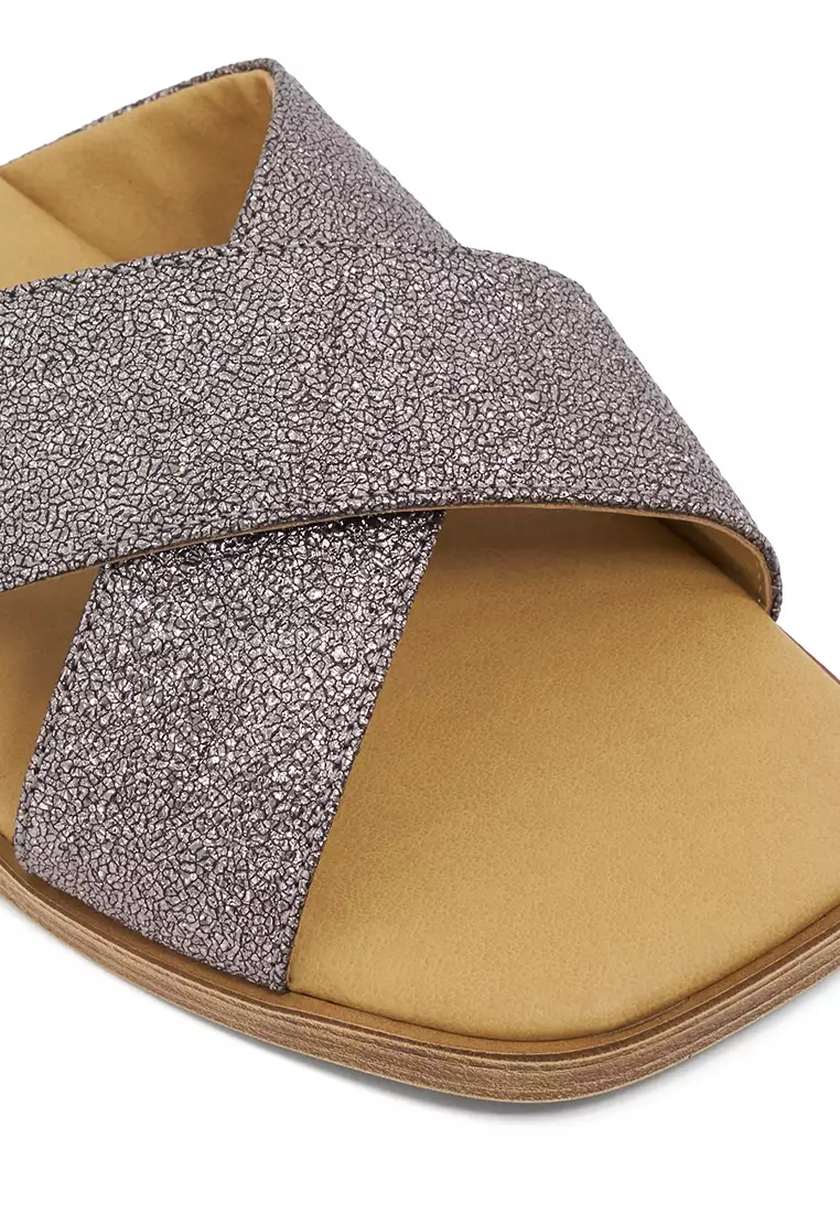 Buy Dune London Luella Textured Strap Flat Sandals Pewter 2025