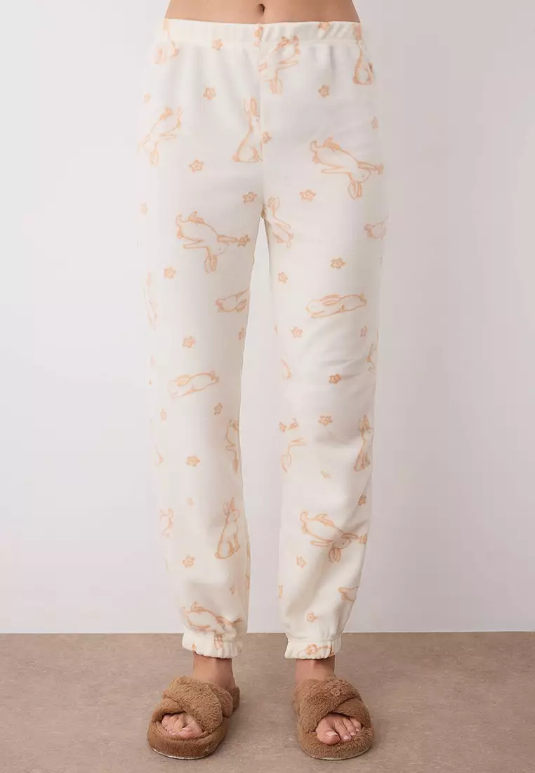 Rabbits Patterned Pajama Top and Pants Set
