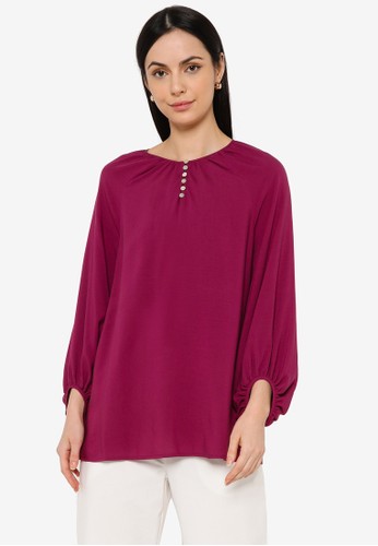 Earth by Zalia Basics purple Front Button Top made from TENCEL™ 286C8AA0677ACAGS_1