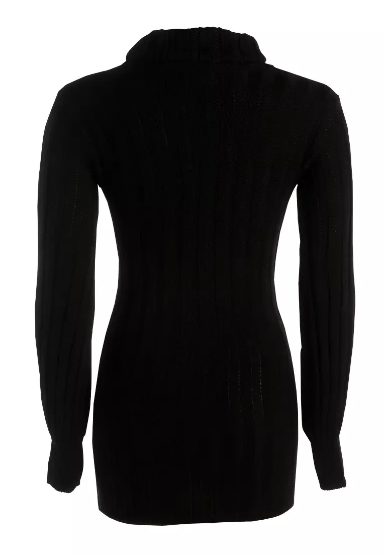 Roll Neck Bodycon Mini Dress In Black