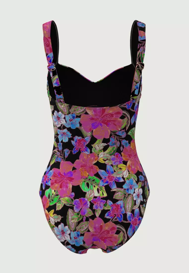 Tropadelic Island Black Plus Cup Twist Front Onepiece