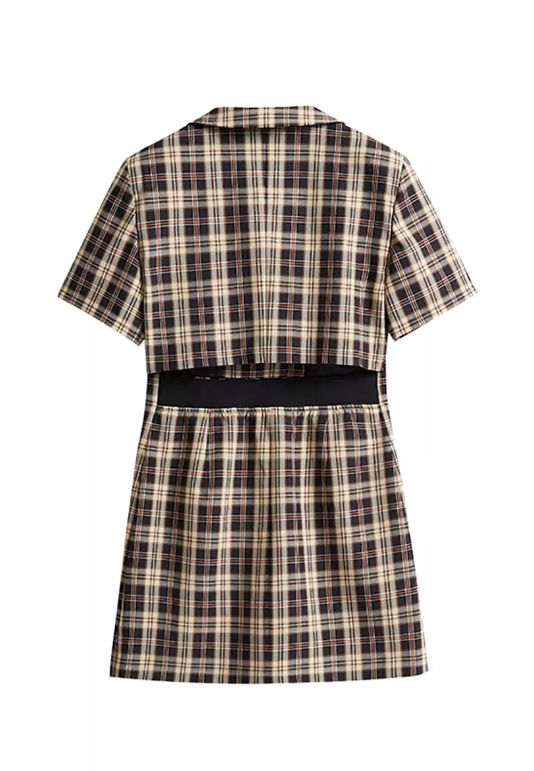 Vintage Plaid Double Breasted Smart Casual Midi Dress