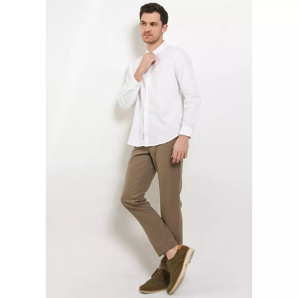 TRIPLE Kemeja Panjang Slim Fit (LS MC 508) White