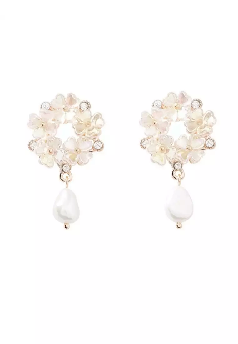 Buy Fleur Jewelry Pearlescent Floral Dangles and Ear Cuff Set 2024 ...