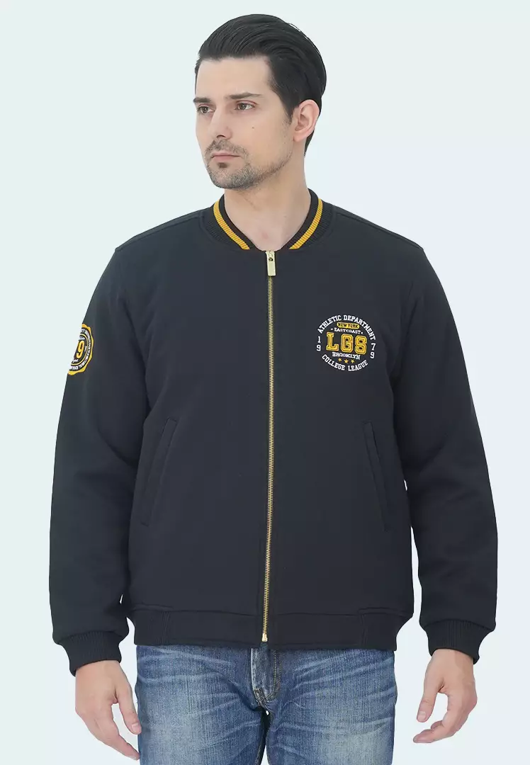 LGS - Jaket Pria - Jaket Baseball - Full Zipper - Bordir Logo - Hitam - JJK.574.214.001.C