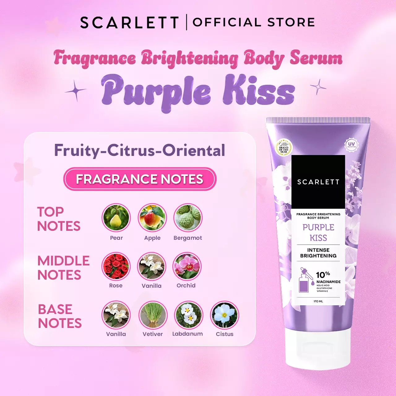 [NEW!] Scarlett Fragrance Brightening Body Serum Tube Purple Kiss 170ml