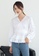 LYCKA white LBB5018 Korean Style  Spring-Summer Lady V-Neck Long Sleeve Blouse -White 561BCAA44F3A89GS_2