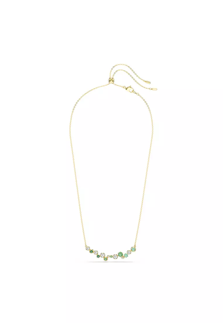 Constella necklace, Mixed cuts, Green, Gold-tone plated