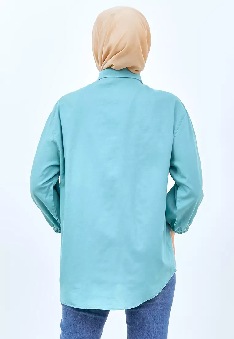 Flamoush Fayoli Green Kemeja 7/8 Oversize Wanita