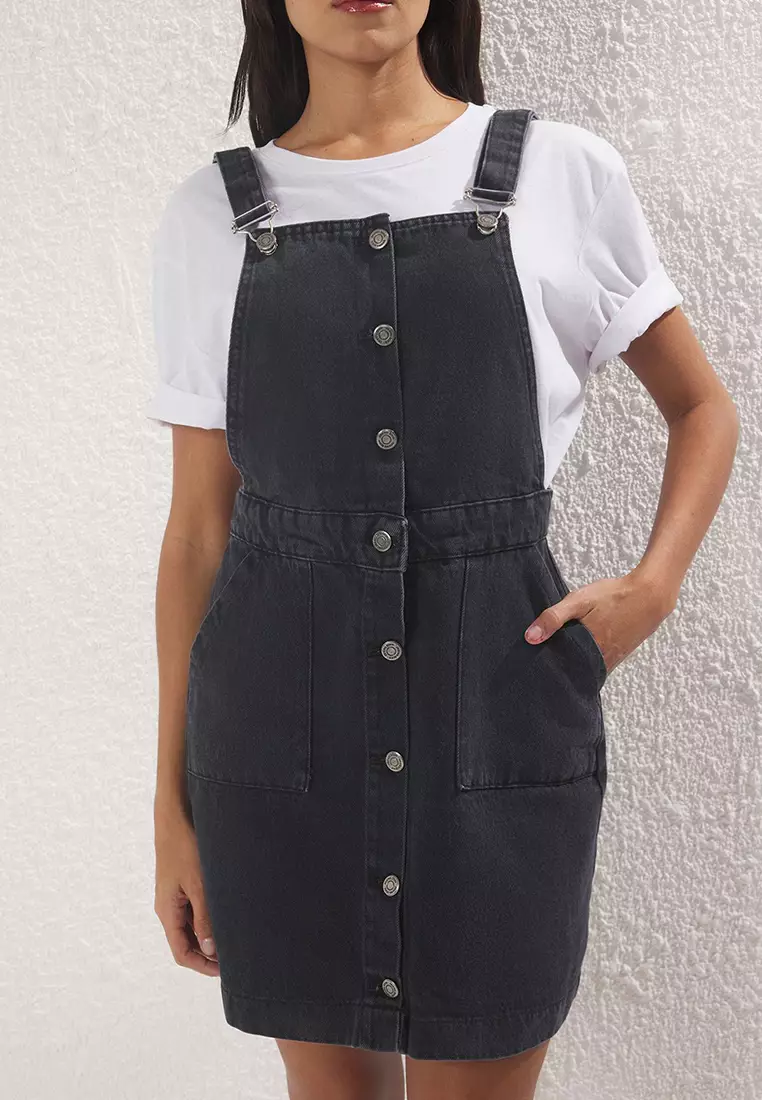 Anthracite Mini Salopet Denim Dress Twoss25El00702
