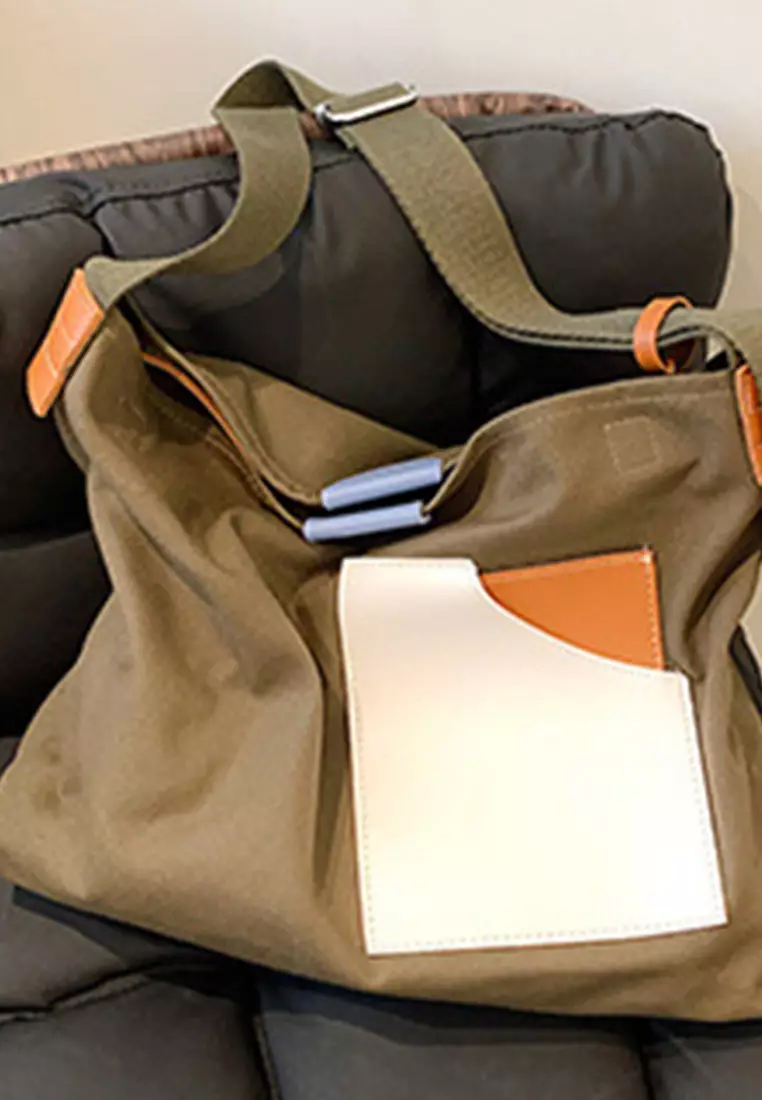 Versatile Casual Patchwork Canvas Diagonal Bag CA22021624GR