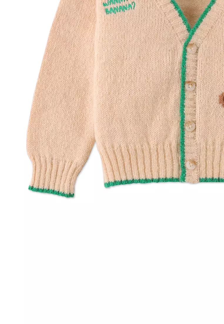 Baby Boys Wana Banana Embro & Monkey Intarsia Cardigan