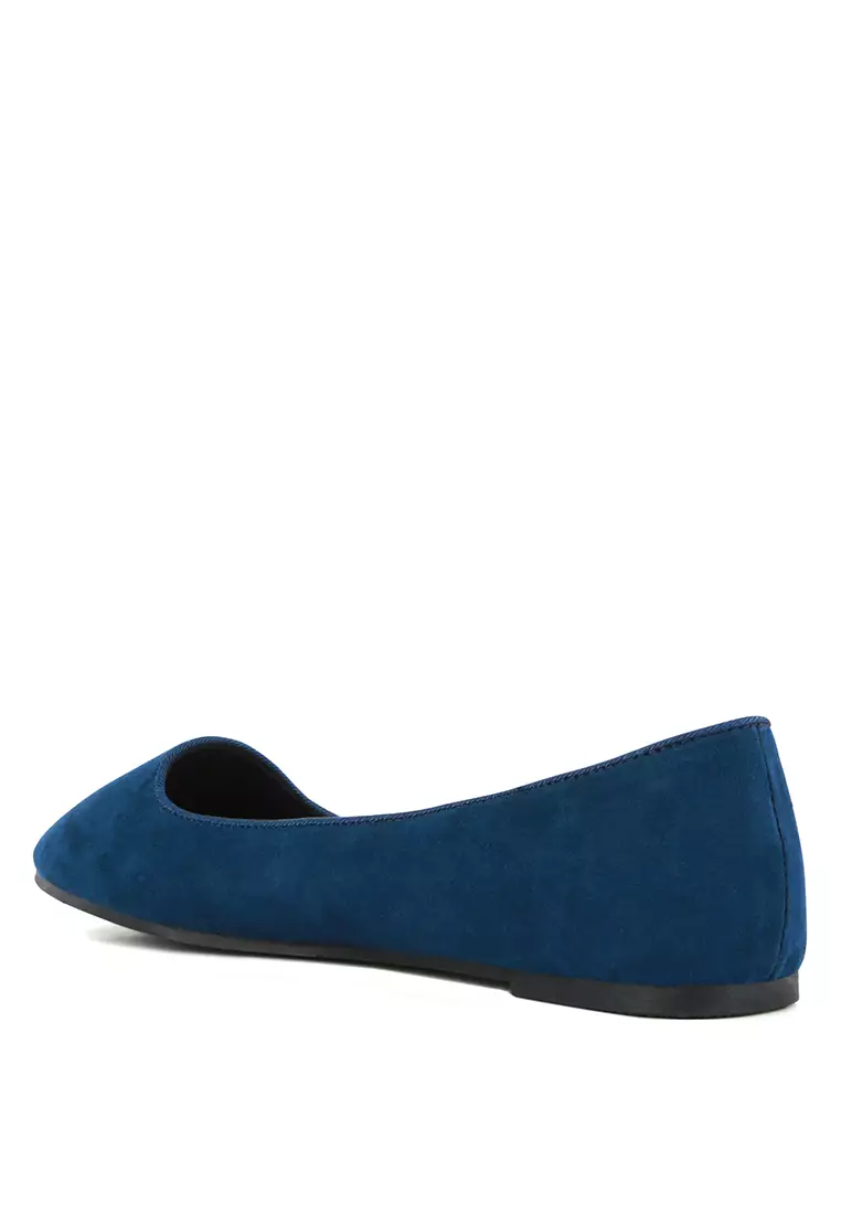 Navy Microfiber Casual Ballerinas