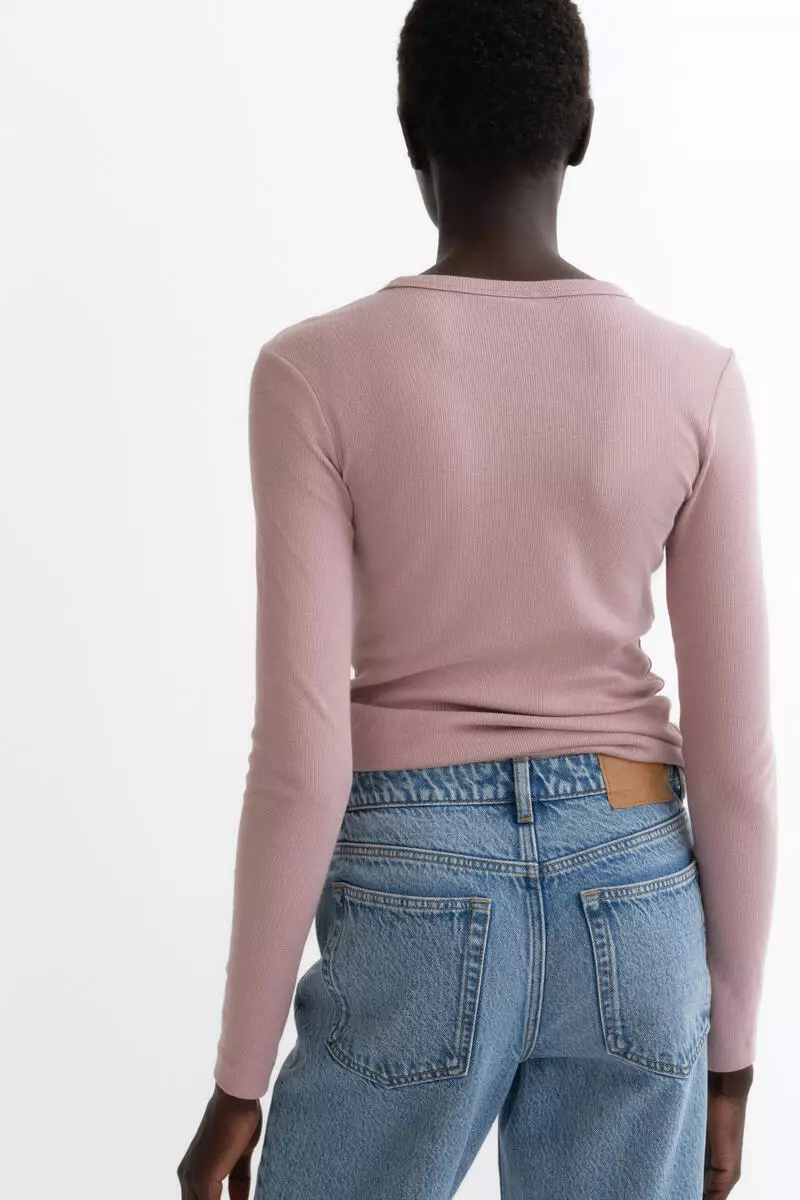 Ribbed cotton-blend top