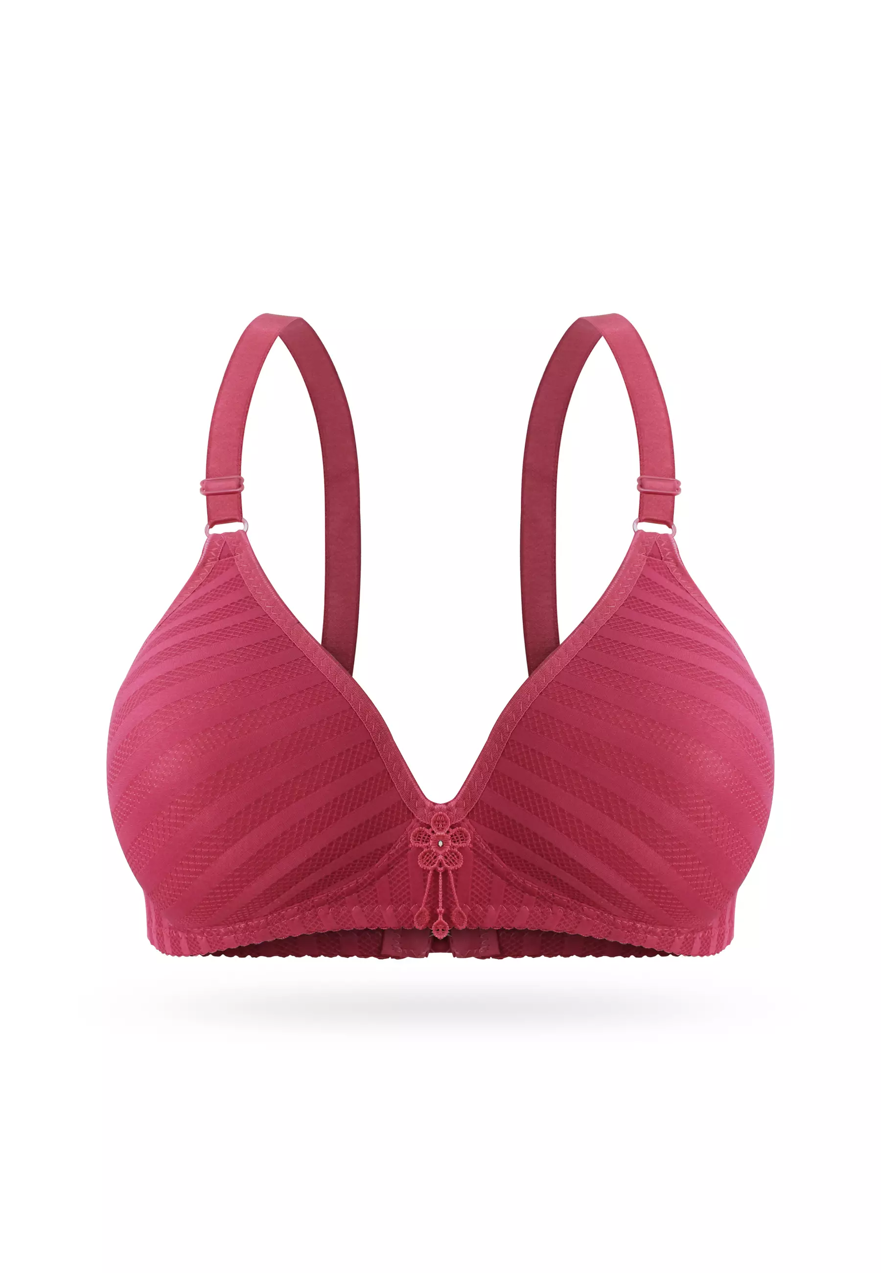 Wimiu BH Bra Wanita BH Tanpa Kawat Busa Tipis Motif Garis Jaring 100111