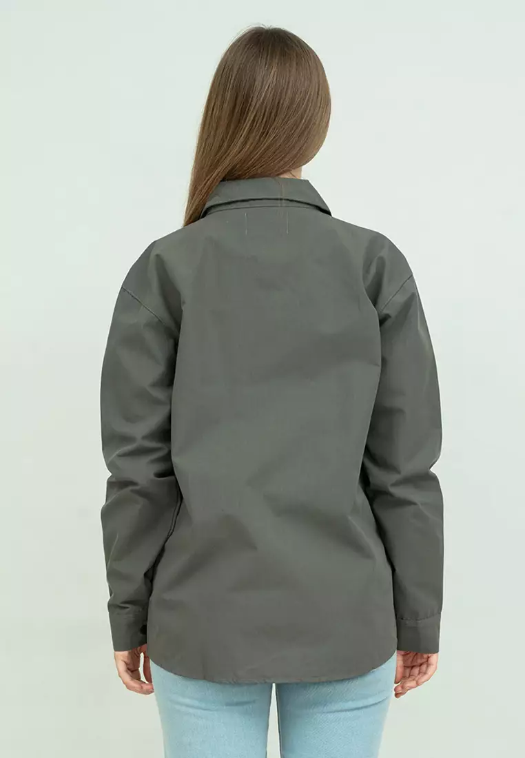 Jaket parka outer jaket wanita semi parka warna Abuabu unisex