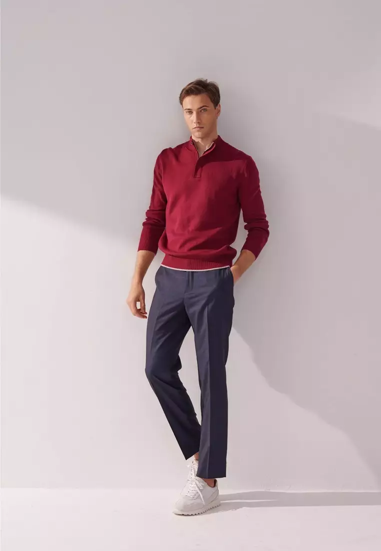 Burgundy Cashmere Quarter-Zip Sweater