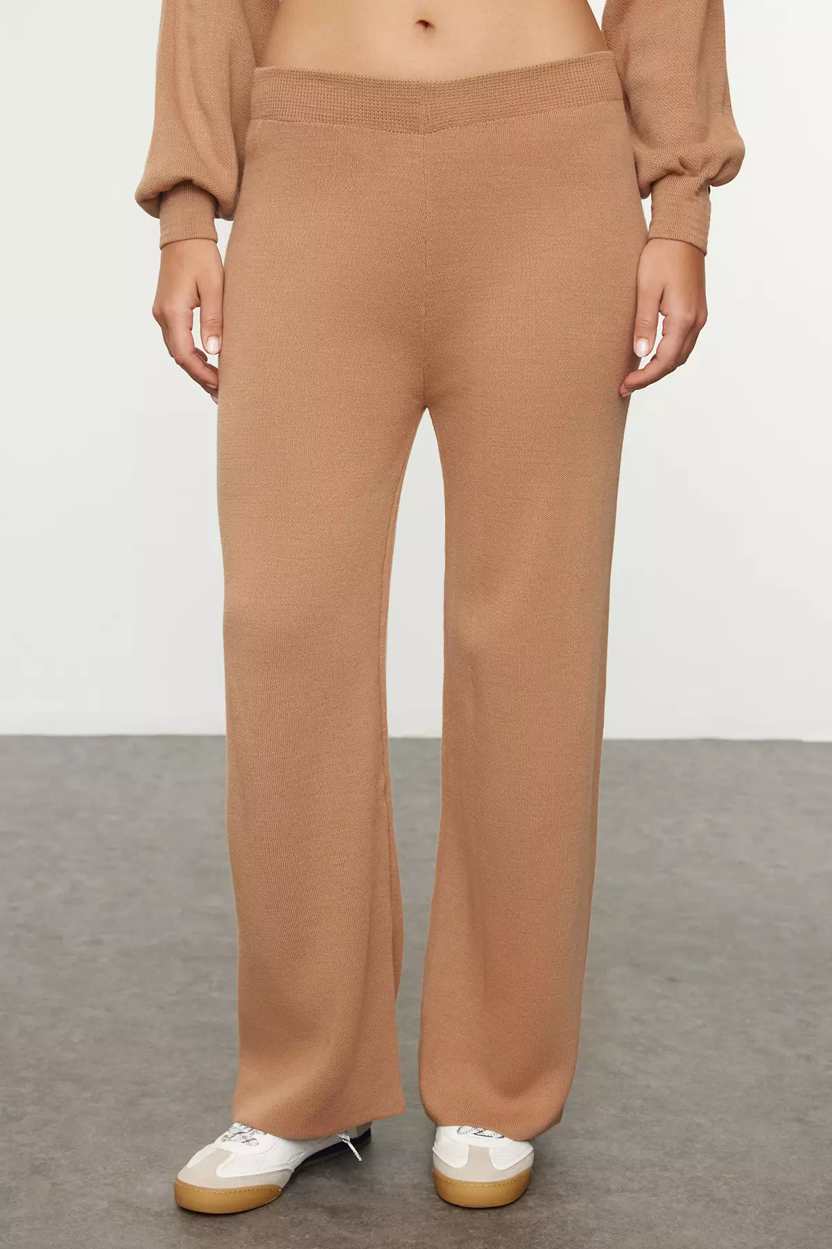 Balloon Sleeve Wide Fit Camel Knitwear Set